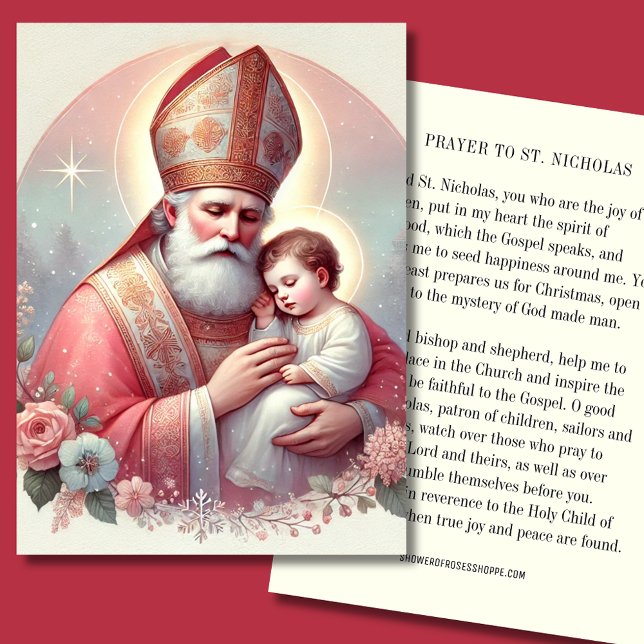 Christmas St. Nicholas. Baby Jesus Feast Day Place Card (Creator Uploaded)