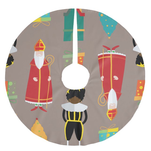 christmas st nicholas brushed polyester tree skirt (Front)