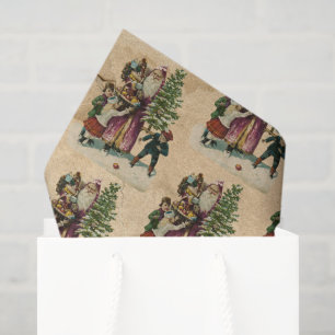Christmas St Nicholas & Children Victorian Antique Tissue Paper