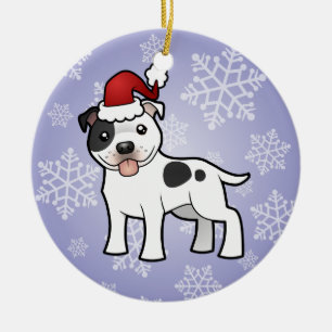 Christmas Staffordshire Bull Terrier Ceramic Tree Decoration