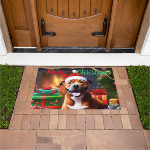 Christmas Staffordshire Bull Terrier, Doormat