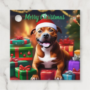 Christmas Staffordshire Bull Terrier, Favour Tags