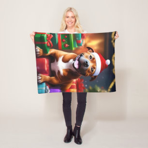 Christmas Staffordshire Bull Terrier,   Fleece Blanket