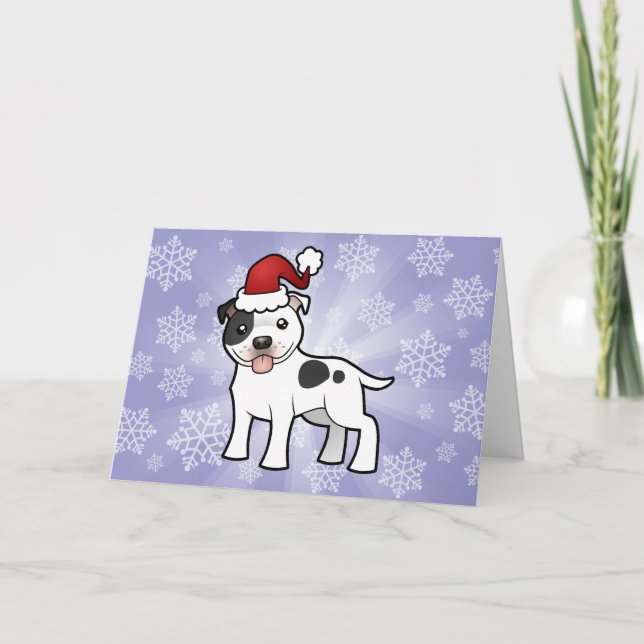 Christmas Staffordshire Bull Terrier Holiday Card (Front)