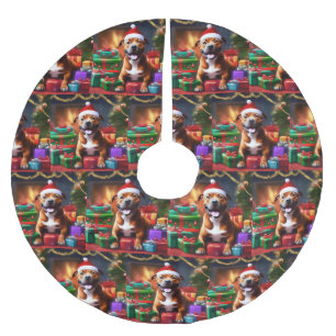 Christmas Staffordshire Bull Terrier Santa, Brushed Polyester Tree Skirt