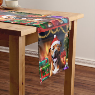 Christmas Staffordshire Bull Terrier,   Short Table Runner