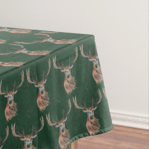 Christmas Stag Deer Animal Watercolor Festive Tablecloth