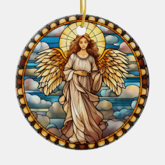 Christmas Stained Glass Angel Ceramic Tree Decoration