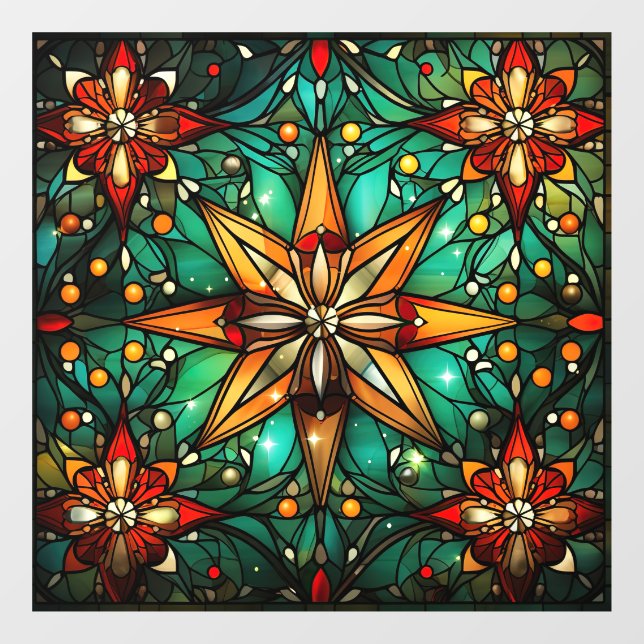 Christmas Stained Glass Window Cling (Sheet)
