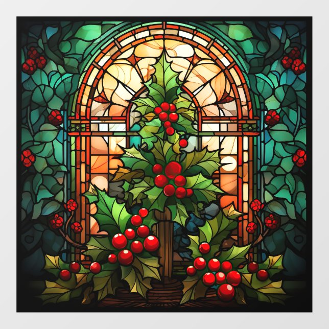 Christmas Stained Glass Window Cling (Sheet)