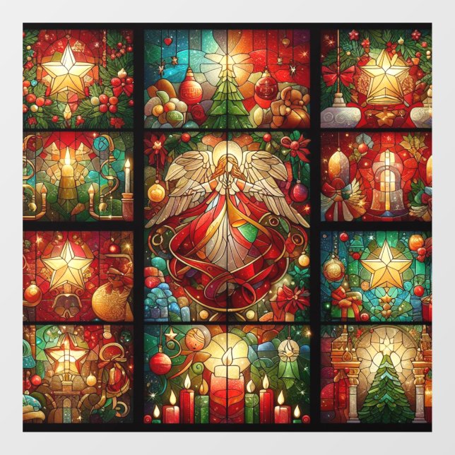 Christmas Stained Glass Window Cling (Sheet)