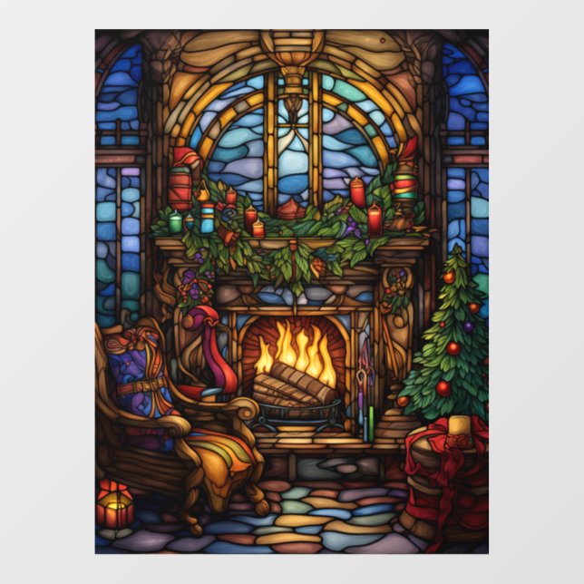 Christmas Stained Glass Window Cling (Sheet)