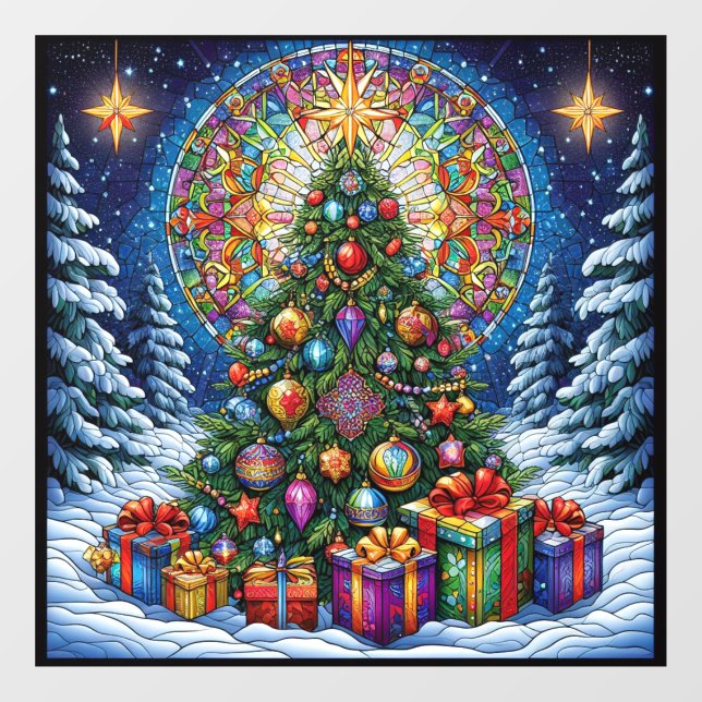 Christmas Stained Glass Window Cling (Sheet)