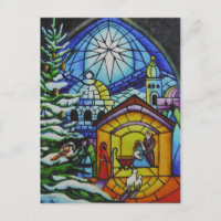 Christmas Stained Glass Window Watercolor Art