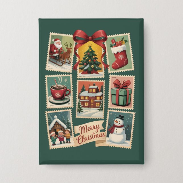 Christmas Stamp Holiday Postage Stamps Retro Santa (Front)