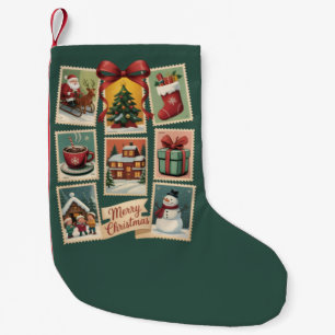 Christmas Stamp Holiday Postage Stamps Retro Santa Small Christmas Stocking