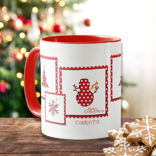Christmas Stamp Holidays Winter Personalised Name Mug