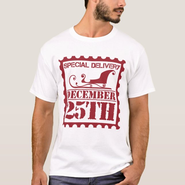 Christmas Stamp Special Delivery December 25th T-Shirt (Front)