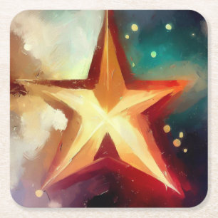 Christmas Star 3 Square Paper Coaster