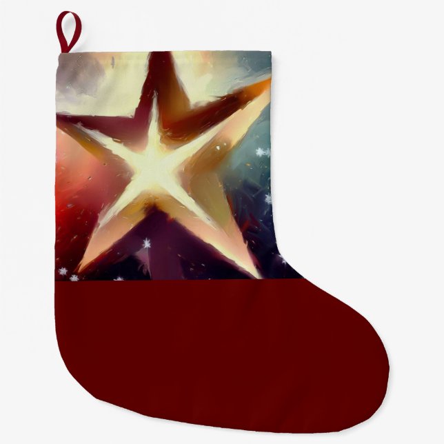 Christmas Star 4 Large Christmas Stocking (Front)
