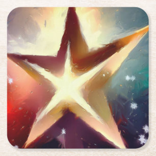Christmas Star 4 Square Paper Coaster