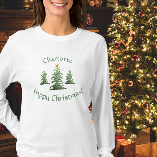 Christmas Star, Add Name, Festive, Ladies T-Shirt