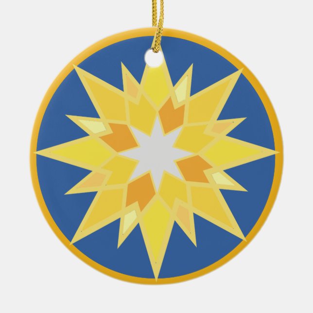 Christmas Star and Jesus  Ceramic Tree Decoration (Front)