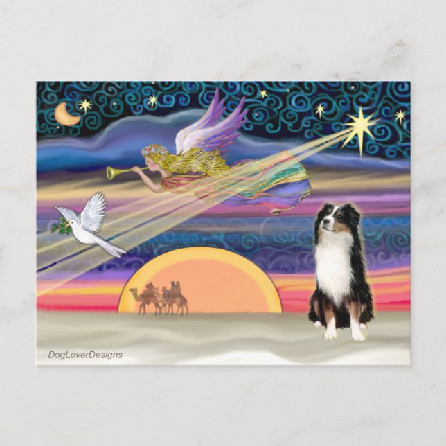 Christmas Star - Australian Shepherd (Tri) Holiday Postcard (Front)