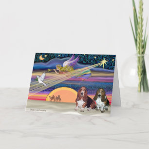 Christmas Star - Basset Hounds (two) Holiday Card