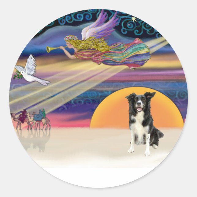 Christmas Star - Border Collie 4 Classic Round Sticker (Front)