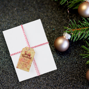 Christmas star burgundy typography Gift Tag