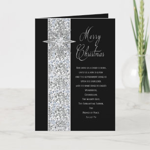 CHRISTMAS STAR - CHRISTIAN - BLACK/SILVER HOLIDAY CARD