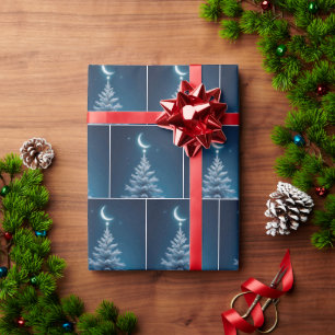 Christmas Star Dangling From a Crescent Moon Wrapping Paper