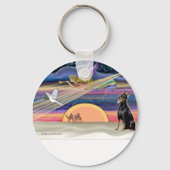 Christmas Star - Doberman 1 - Key Ring (Front)