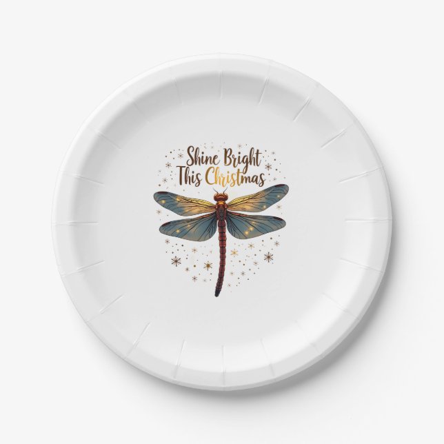 Christmas Star Dragonfly Paper Plate (Front)