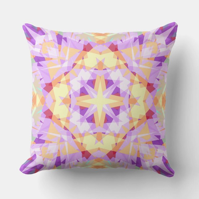 Christmas Star Festive Purple Gold Yellow Cushion (Front)