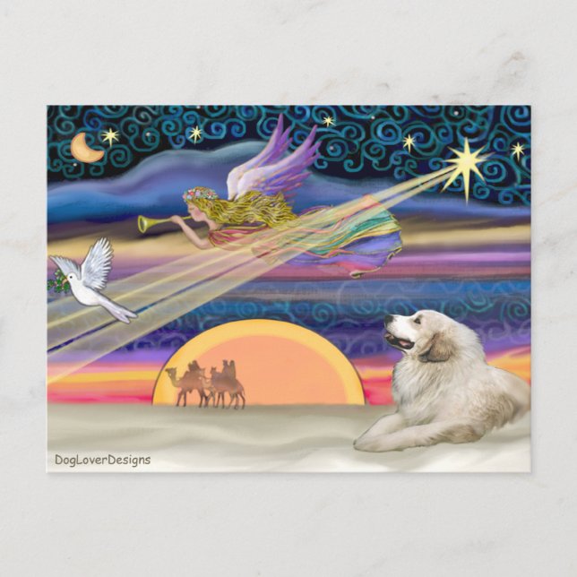 Christmas Star - Great Pyrenees 1 Holiday Postcard (Front)