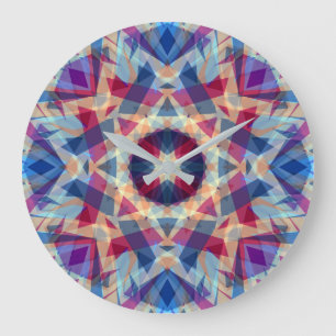 Christmas Star Jolly Blue Fun Purple Bright Yellow Large Clock