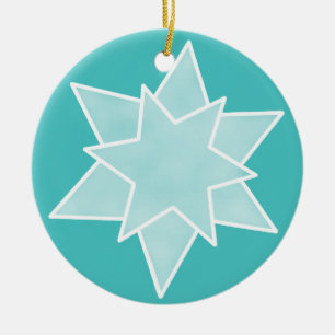 Christmas Star Ornament, Turquoise Ceramic Tree Decoration