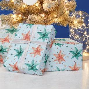 Christmas Star Ornaments Modern Christmas Wrapping Paper