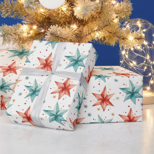 Christmas Star Ornaments Modern Christmas Wrapping Paper