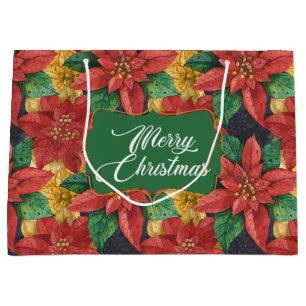 Christmas Star Poinsettia Gift Bag