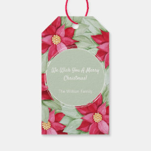 Christmas Star Poinsettia Watercolor Hand-painted Gift Tags