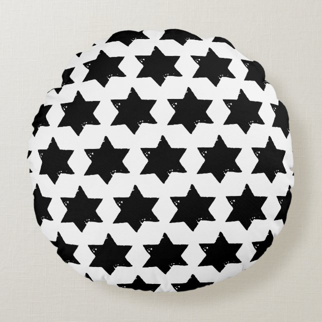Christmas Star Potato Print Round Cushion (Front)