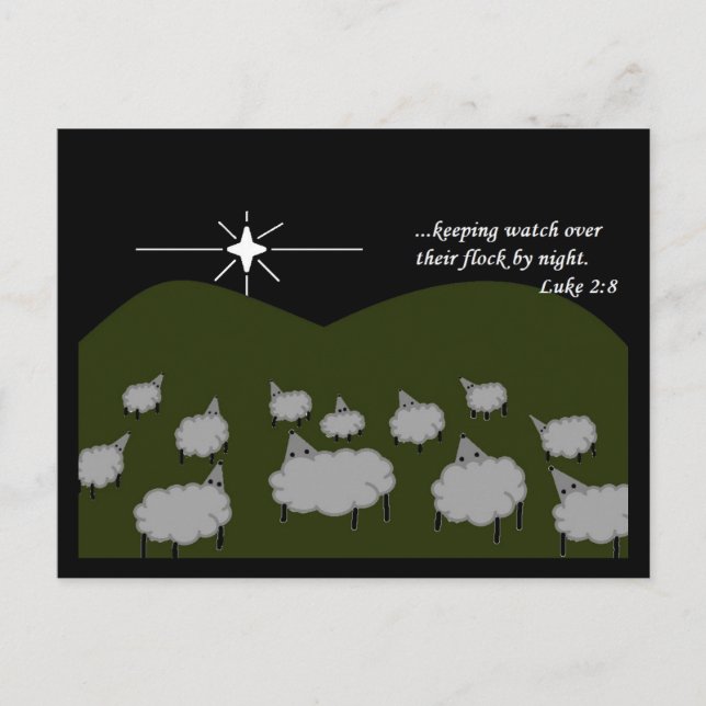 Christmas Star Sheep Watched Flock Luke Two Eight Postcard (Front)