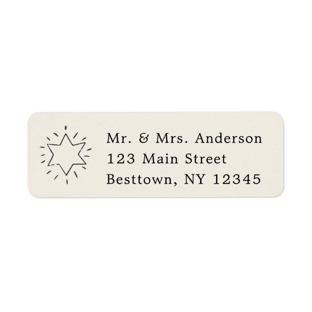 Christmas Star Simple Text  Return Address (Front)