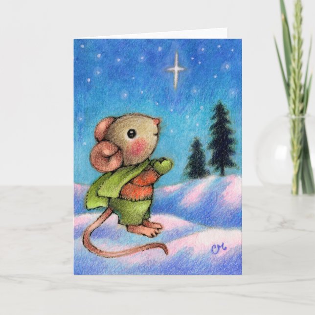 Christmas Star Wish - Cute Holiday Mouse Art (Front)