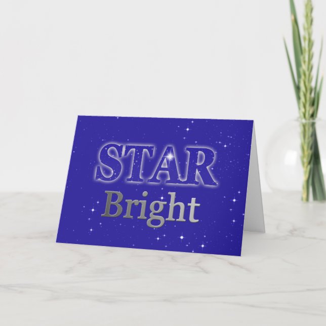 Christmas Star Word Art Blue and Silver  Holiday Card (Front)