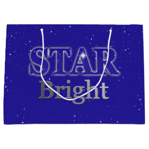 Christmas Star Word Art Blue and Silver Large Gift Bag