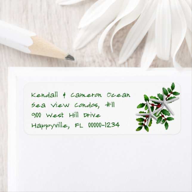 Christmas Starfish Four Line Address Labels (Insitu)